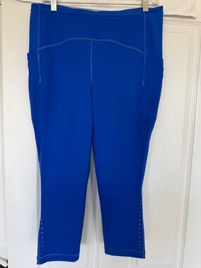 Lululemon 20” Cropped Leggings Size 12 Cobalt Blue High Rise Pockets Reflective